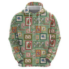 Aussie Birds Christmas La La Land Zip Hoodie Green Vintage Stamp Edition - Aussie Hoodie