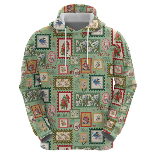 Aussie Birds Christmas La La Land Zip Hoodie Green Vintage Stamp Edition - Aussie Hoodie