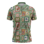 Aussie Birds Christmas La La Land Zipper Polo Shirt Green Vintage Stamp Edition - Aussie Hoodie