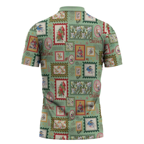 Aussie Birds Christmas La La Land Zipper Polo Shirt Green Vintage Stamp Edition - Aussie Hoodie