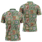 Aussie Birds Christmas La La Land Zipper Polo Shirt Green Vintage Stamp Edition - Aussie Hoodie