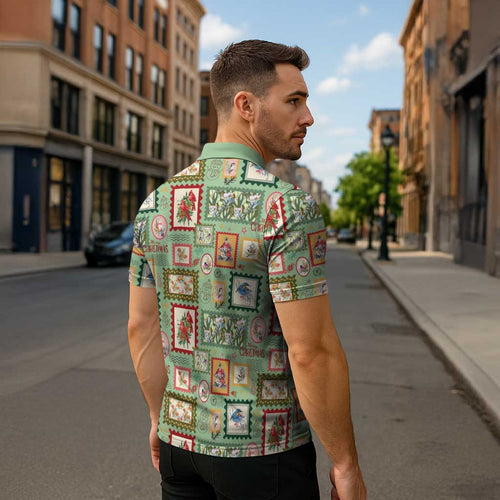Aussie Birds Christmas La La Land Zipper Polo Shirt Green Vintage Stamp Edition - Aussie Hoodie