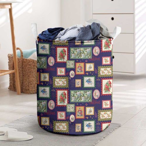 Aussie Birds Christmas La La Land Laundry Basket Navy Blue Vintage Stamp Edition - Aussie Hoodie