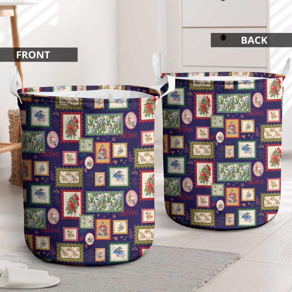 Aussie Birds Christmas La La Land Laundry Basket Navy Blue Vintage Stamp Edition - Aussie Hoodie
