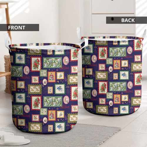 Aussie Birds Christmas La La Land Laundry Basket Navy Blue Vintage Stamp Edition - Aussie Hoodie
