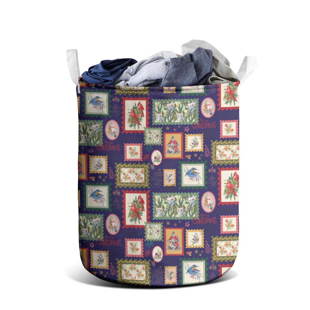 Aussie Birds Christmas La La Land Laundry Basket Navy Blue Vintage Stamp Edition - Aussie Hoodie