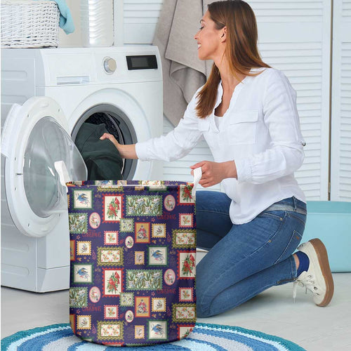 Aussie Birds Christmas La La Land Laundry Basket Navy Blue Vintage Stamp Edition - Aussie Hoodie