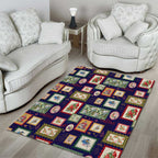 Aussie Birds Christmas La La Land Area Rug Navy Blue Vintage Stamp Edition - Aussie Hoodie