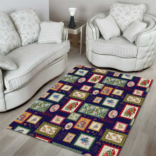 Aussie Birds Christmas La La Land Area Rug Navy Blue Vintage Stamp Edition - Aussie Hoodie