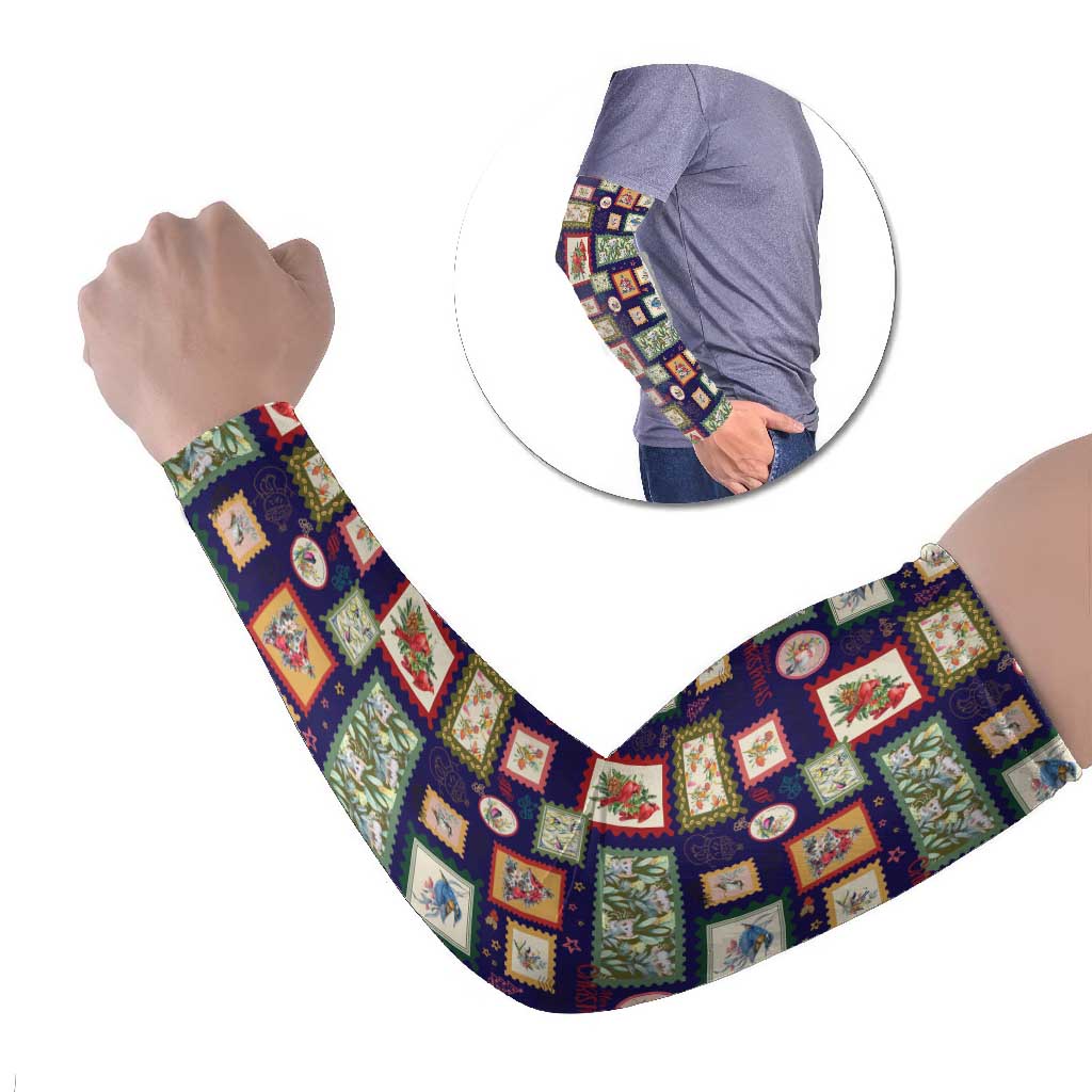 Aussie Birds Christmas La La Land Arm Sleeves Navy Blue Vintage Stamp Edition - Aussie Hoodie
