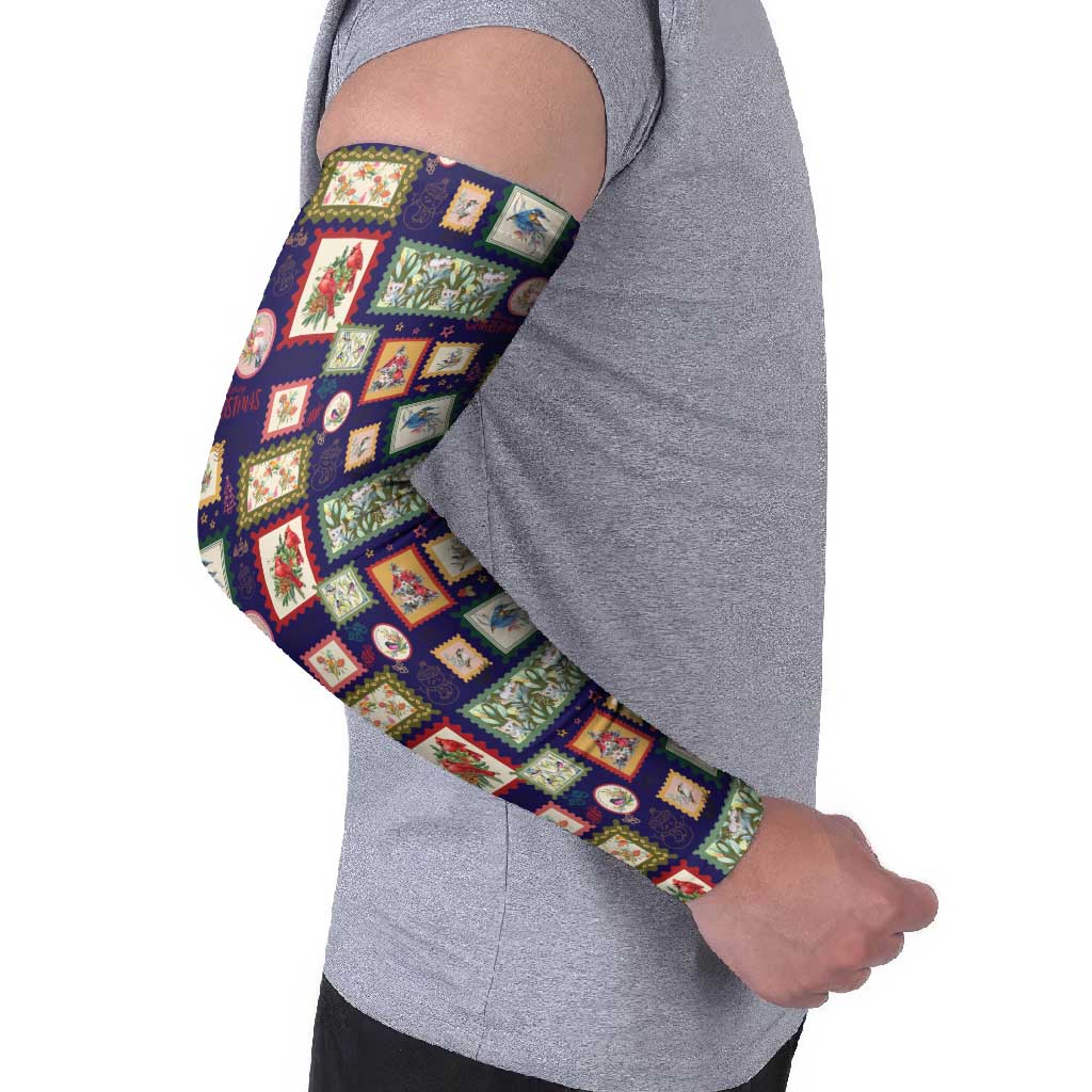 Aussie Birds Christmas La La Land Arm Sleeves Navy Blue Vintage Stamp Edition - Aussie Hoodie