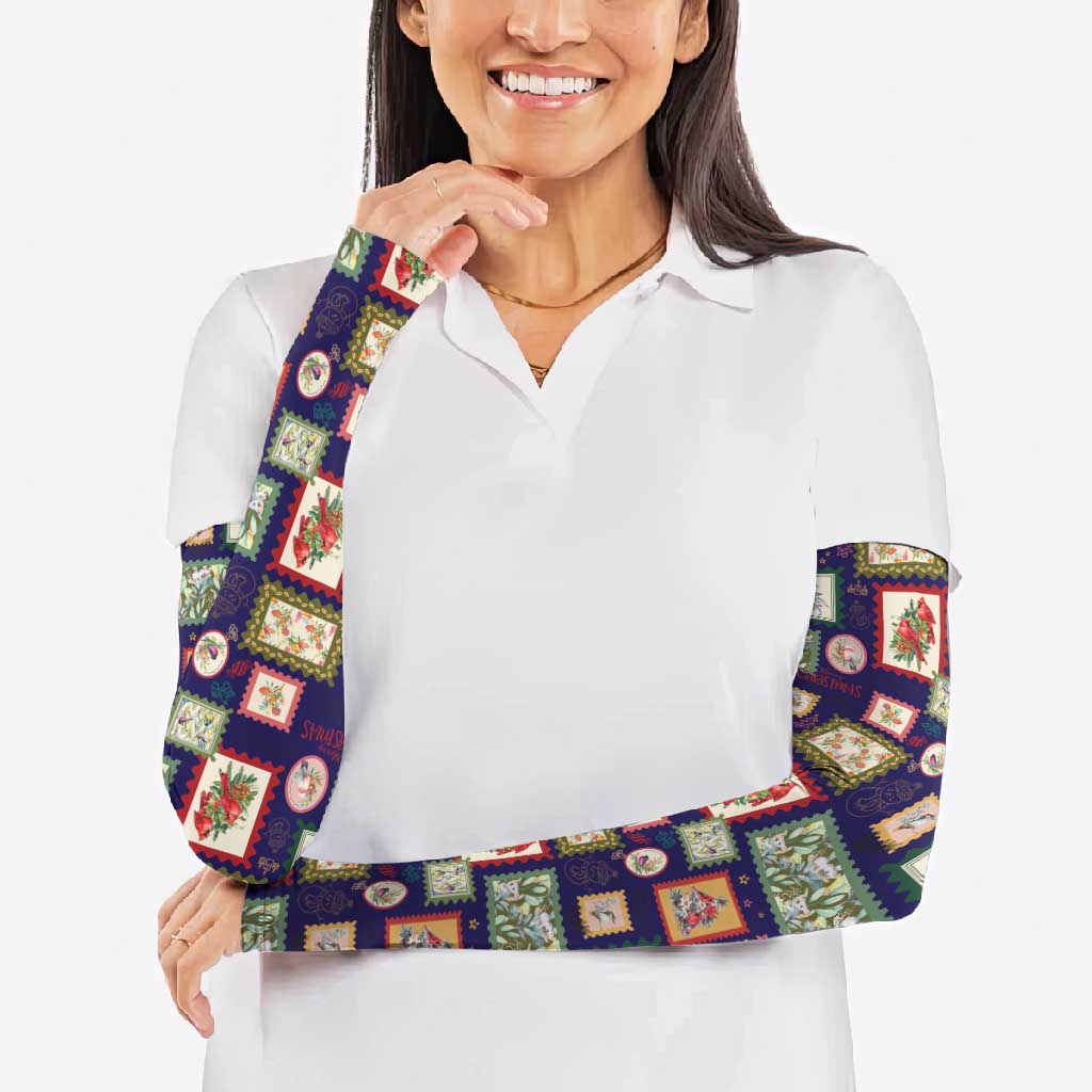 Aussie Birds Christmas La La Land Arm Sleeves Navy Blue Vintage Stamp Edition - Aussie Hoodie