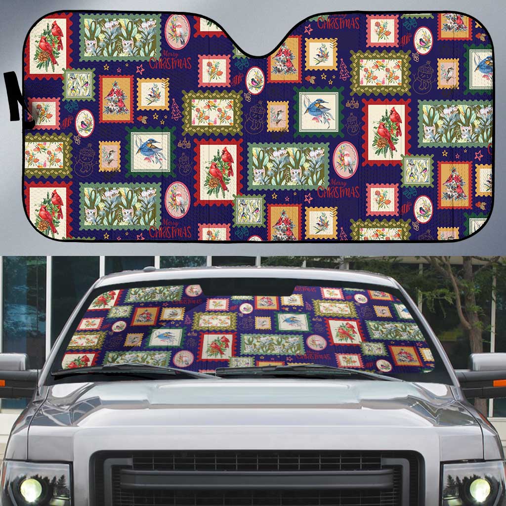 Aussie Birds Christmas La La Land Auto Sun Shade Navy Blue Vintage Stamp Edition - Aussie Hoodie