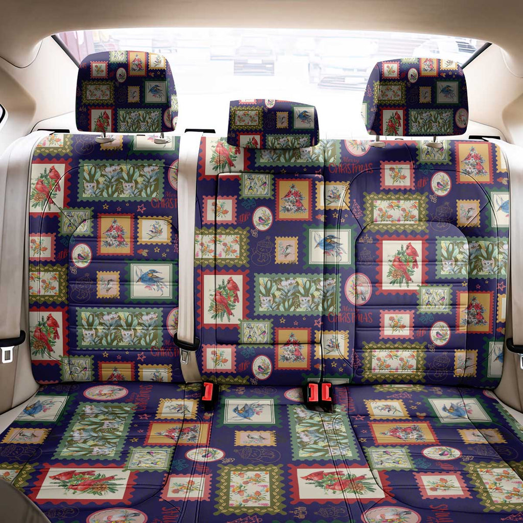 Aussie Birds Christmas La La Land Back Car Seat Cover Navy Blue Vintage Stamp Edition - Aussie Hoodie
