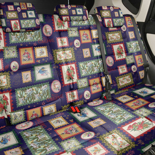 Aussie Birds Christmas La La Land Back Car Seat Cover Navy Blue Vintage Stamp Edition - Aussie Hoodie