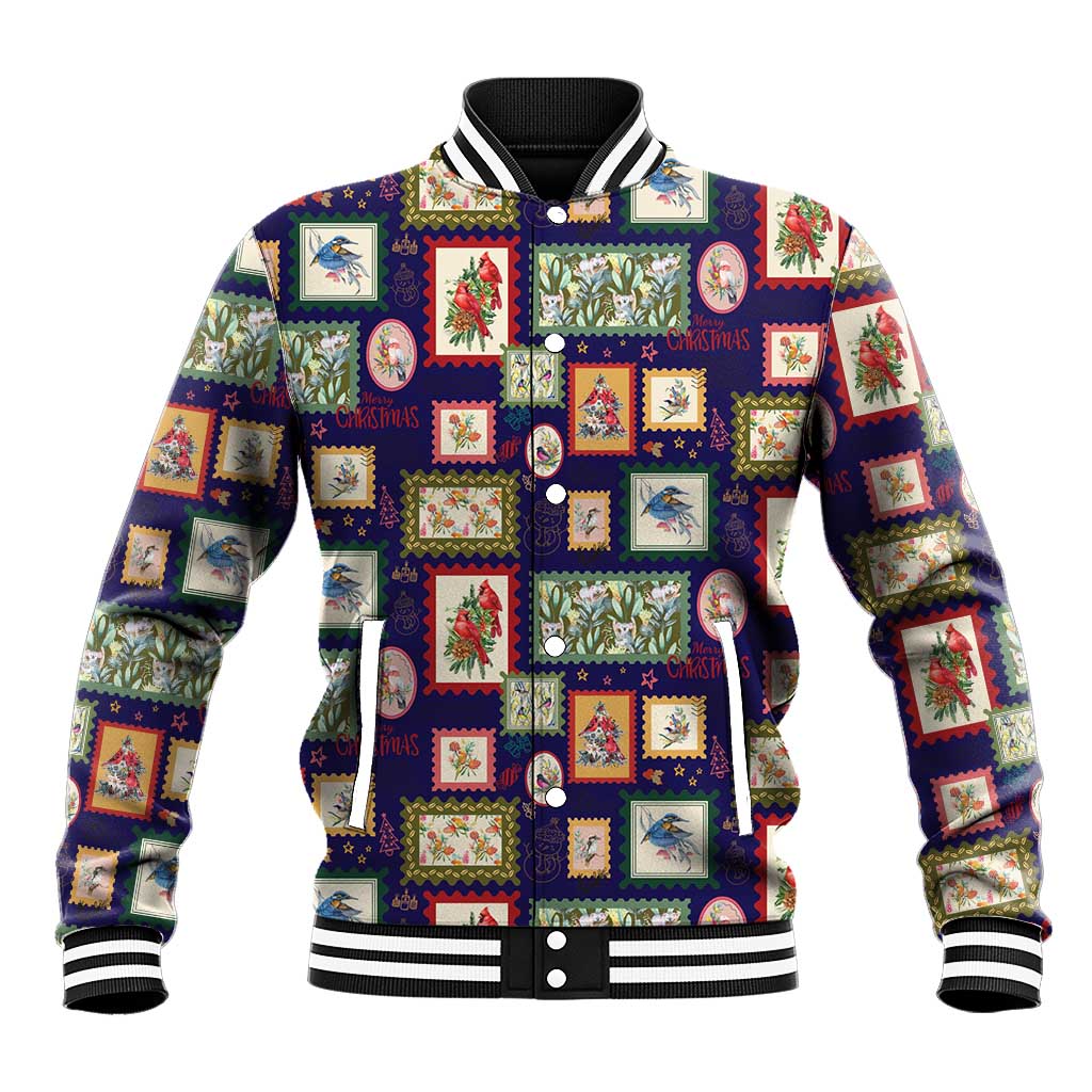 Aussie Birds Christmas La La Land Baseball Jacket Navy Blue Vintage Stamp Edition - Aussie Hoodie