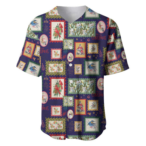 Aussie Birds Christmas La La Land Baseball Jersey Navy Blue Vintage Stamp Edition - Aussie Hoodie