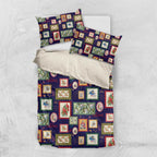 Aussie Birds Christmas La La Land Bedding Set Navy Blue Vintage Stamp Edition - Aussie Hoodie
