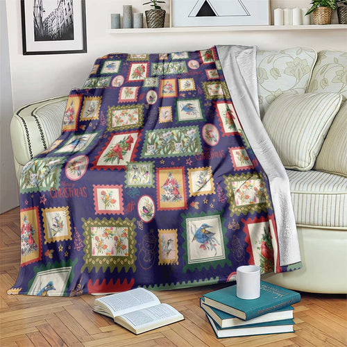 Aussie Birds Christmas La La Land Blanket Navy Blue Vintage Stamp Edition - Aussie Hoodie