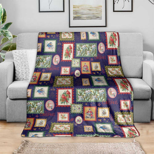 Aussie Birds Christmas La La Land Blanket Navy Blue Vintage Stamp Edition - Aussie Hoodie