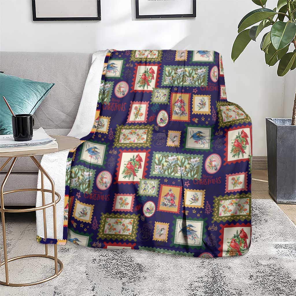 Aussie Birds Christmas La La Land Blanket Navy Blue Vintage Stamp Edition - Aussie Hoodie