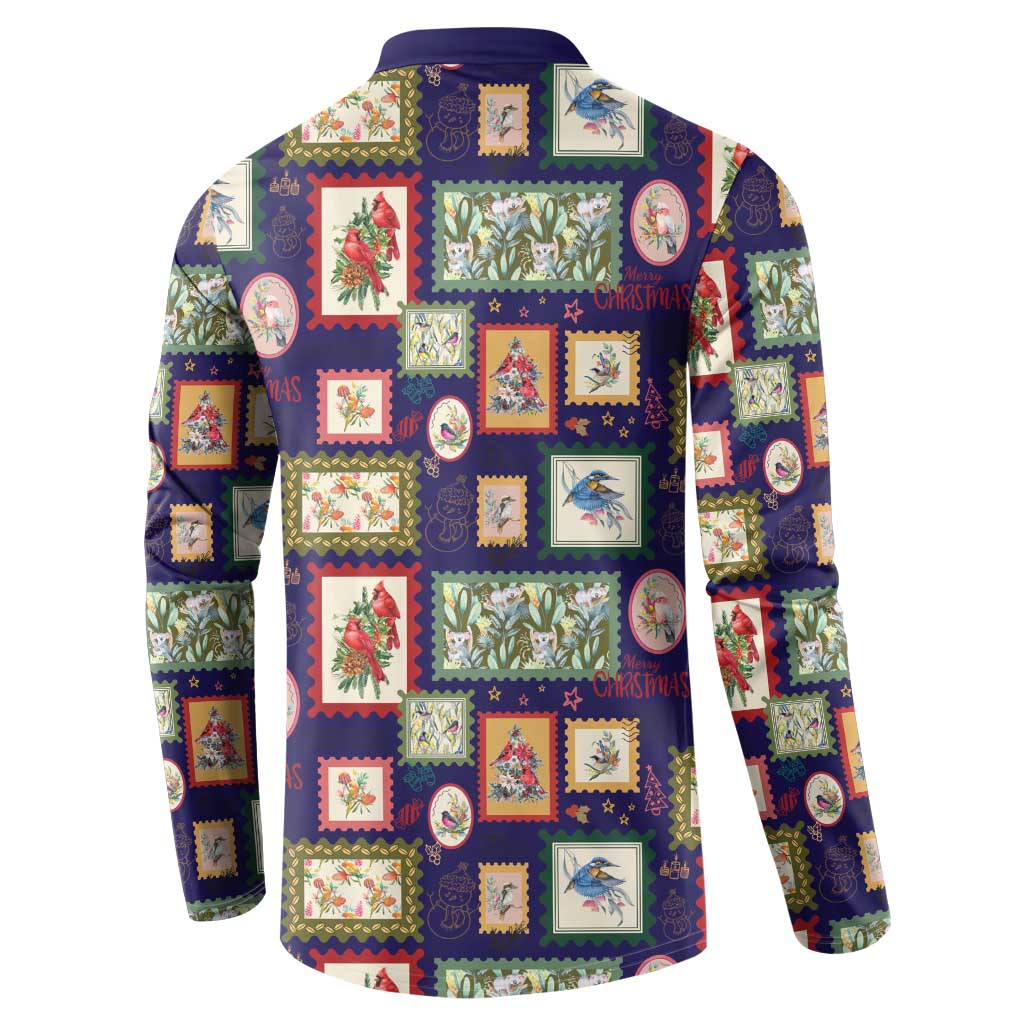 Aussie Birds Christmas La La Land Button Sweatshirt Navy Blue Vintage Stamp Edition - Aussie Hoodie