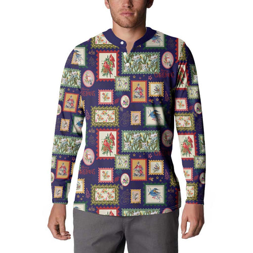 Aussie Birds Christmas La La Land Button Sweatshirt Navy Blue Vintage Stamp Edition - Aussie Hoodie