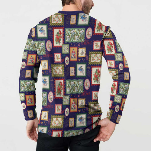 Aussie Birds Christmas La La Land Button Sweatshirt Navy Blue Vintage Stamp Edition - Aussie Hoodie