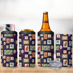 Aussie Birds Christmas La La Land 4 in 1 Can Cooler Tumbler Navy Blue Vintage Stamp Edition - Aussie Hoodie
