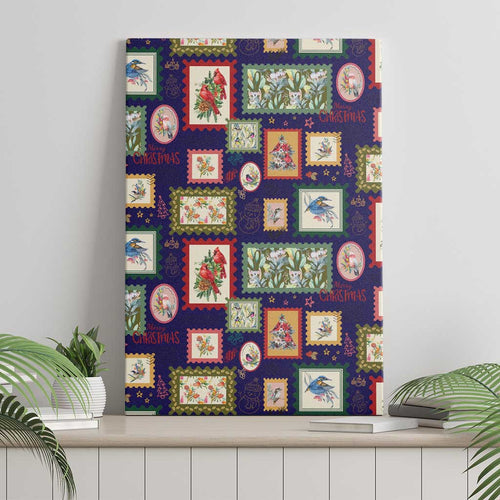 Aussie Birds Christmas La La Land Canvas Wall Art Navy Blue Vintage Stamp Edition - Aussie Hoodie