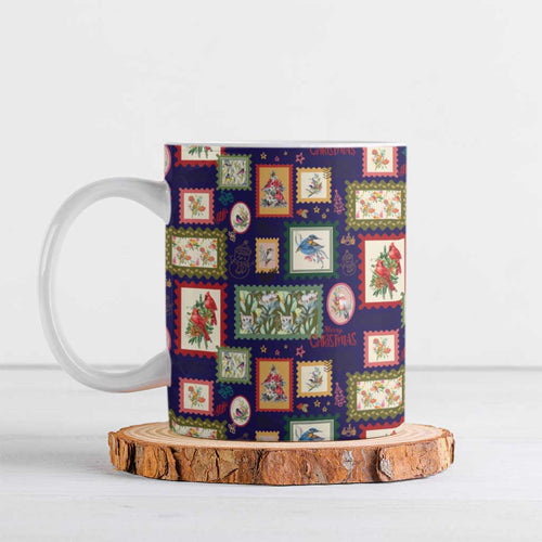 Aussie Birds Christmas La La Land Ceramic Mug Navy Blue Vintage Stamp Edition - Aussie Hoodie