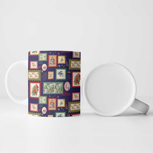 Aussie Birds Christmas La La Land Ceramic Mug Navy Blue Vintage Stamp Edition - Aussie Hoodie