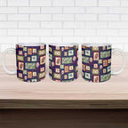 Aussie Birds Christmas La La Land Ceramic Mug Navy Blue Vintage Stamp Edition - Aussie Hoodie