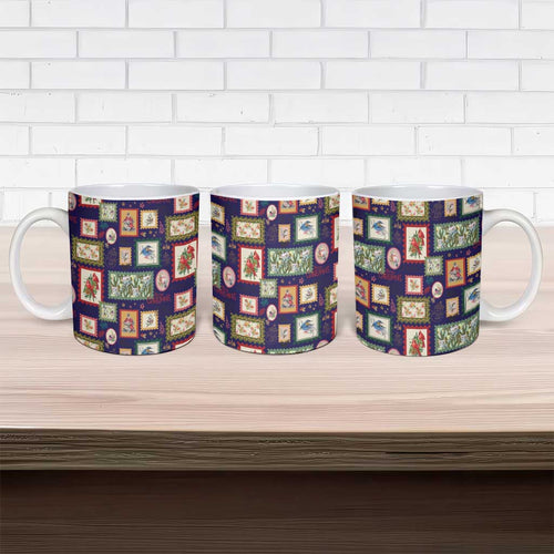 Aussie Birds Christmas La La Land Ceramic Mug Navy Blue Vintage Stamp Edition - Aussie Hoodie