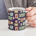 Aussie Birds Christmas La La Land Ceramic Mug Navy Blue Vintage Stamp Edition - Aussie Hoodie