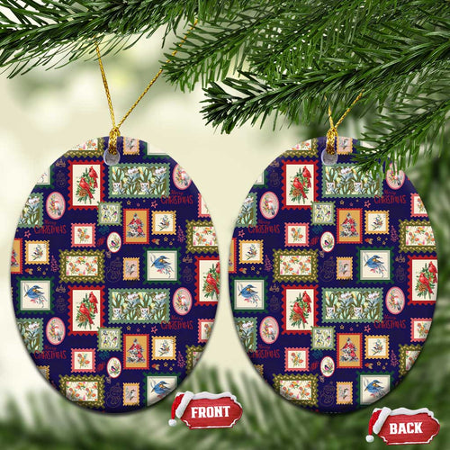 Aussie Birds Christmas La La Land Ceramic Ornament Navy Blue Vintage Stamp Edition - Aussie Hoodie