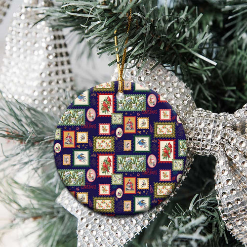Aussie Birds Christmas La La Land Ceramic Ornament Navy Blue Vintage Stamp Edition - Aussie Hoodie