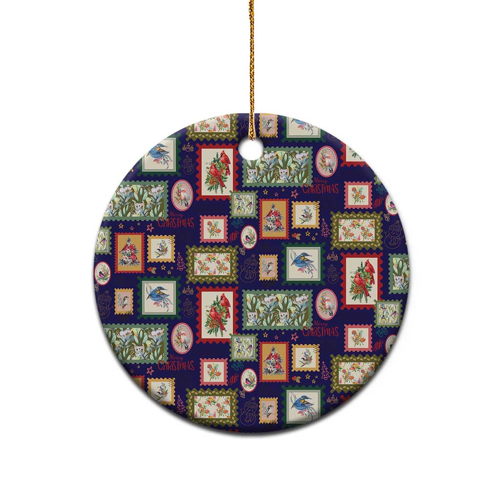 Aussie Birds Christmas La La Land Ceramic Ornament Navy Blue Vintage Stamp Edition - Aussie Hoodie