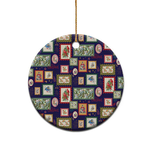 Aussie Birds Christmas La La Land Ceramic Ornament Navy Blue Vintage Stamp Edition - Aussie Hoodie