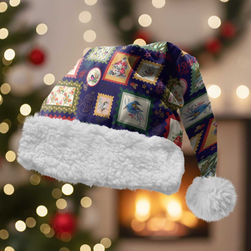 Aussie Birds Christmas La La Land Christmas Santa Hat Navy Blue Vintage Stamp Edition - Aussie Hoodie