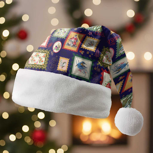 Aussie Birds Christmas La La Land Christmas Santa Hat Navy Blue Vintage Stamp Edition - Aussie Hoodie