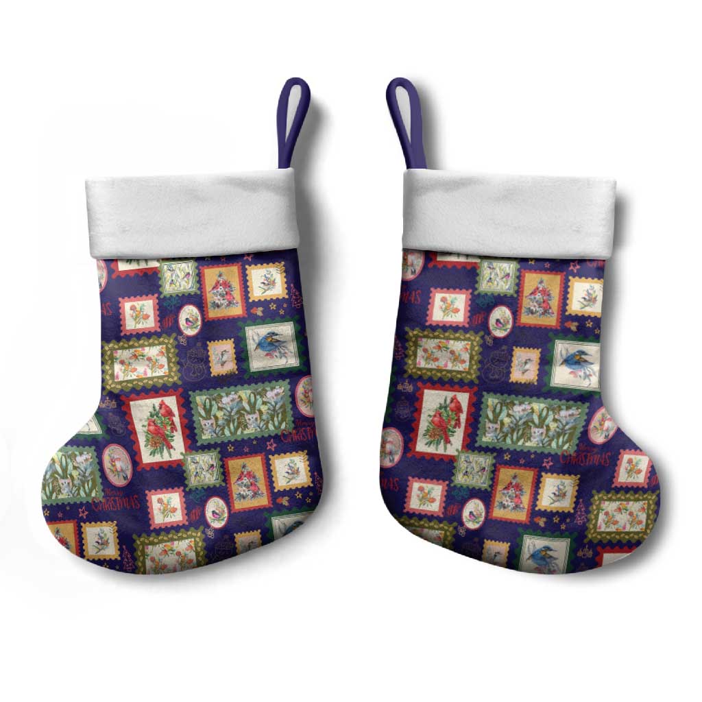 Aussie Birds Christmas La La Land Christmas Stocking Navy Blue Vintage Stamp Edition - Aussie Hoodie