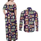 Aussie Birds Christmas La La Land Couples Matching Off Shoulder Maxi Dress and Long Sleeve Button Shirt Navy Blue Vintage Stamp Edition - Aussie Hoodie