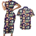 Aussie Birds Christmas La La Land Couples Matching Short Sleeve Bodycon Dress and Hawaiian Shirt Navy Blue Vintage Stamp Edition - Aussie Hoodie