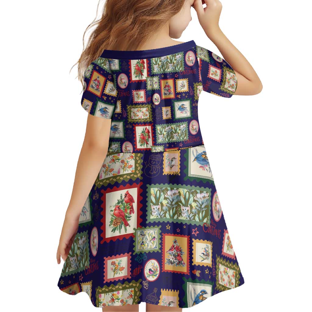 Aussie Birds Christmas La La Land Family Matching Long Sleeve Bodycon Dress and Hawaiian Shirt Navy Blue Vintage Stamp Edition - Aussie Hoodie