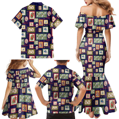 Aussie Birds Christmas La La Land Family Matching Mermaid Dress and Hawaiian Shirt Navy Blue Vintage Stamp Edition - Aussie Hoodie