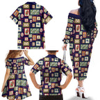 Aussie Birds Christmas La La Land Family Matching Off The Shoulder Long Sleeve Dress and Hawaiian Shirt Navy Blue Vintage Stamp Edition - Aussie Hoodie