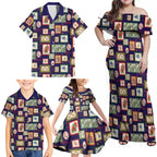 Aussie Birds Christmas La La Land Family Matching Off Shoulder Maxi Dress and Hawaiian Shirt Navy Blue Vintage Stamp Edition - Aussie Hoodie