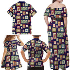 Aussie Birds Christmas La La Land Family Matching Off Shoulder Maxi Dress and Hawaiian Shirt Navy Blue Vintage Stamp Edition - Aussie Hoodie