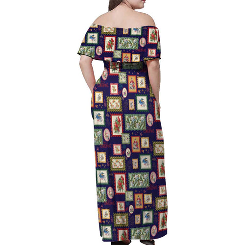 Aussie Birds Christmas La La Land Family Matching Off Shoulder Maxi Dress and Hawaiian Shirt Navy Blue Vintage Stamp Edition - Aussie Hoodie